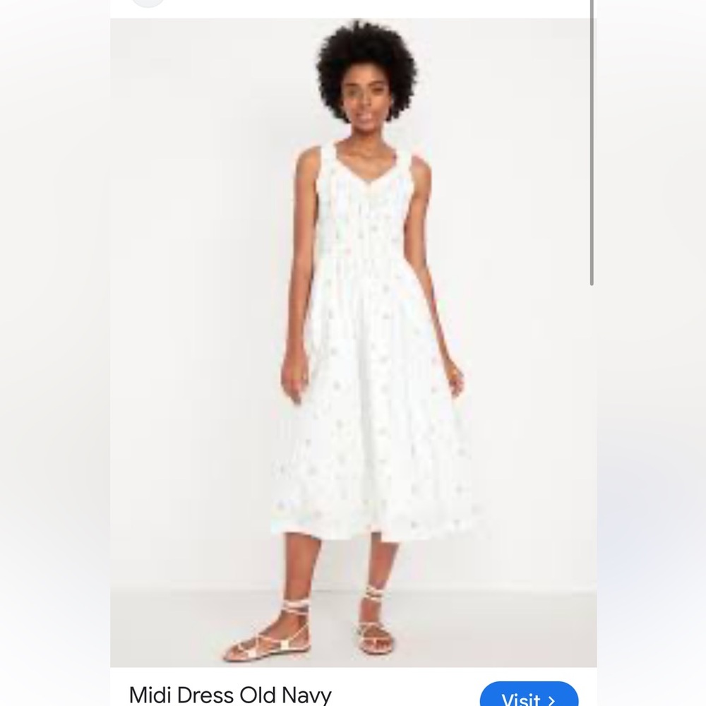 Old Navy White Floral Midi Dress